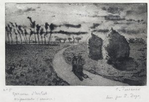 Twilight (with Haystacks), 1879 by Camille Jacob Pissarro